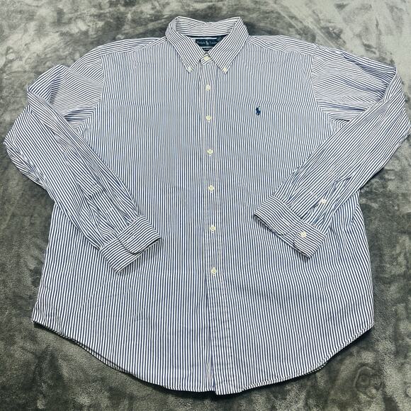 Ralph Lauren Polo‎ Classic Fit Shirt Men’s 2XL White/Blue Striped Button Down - Picture 1 of 10